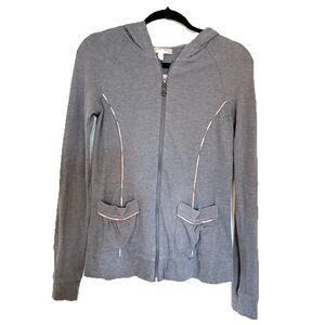 Burberry London Woman's Smokey Gray Zip Up Hoody with Front Pockets Size Small